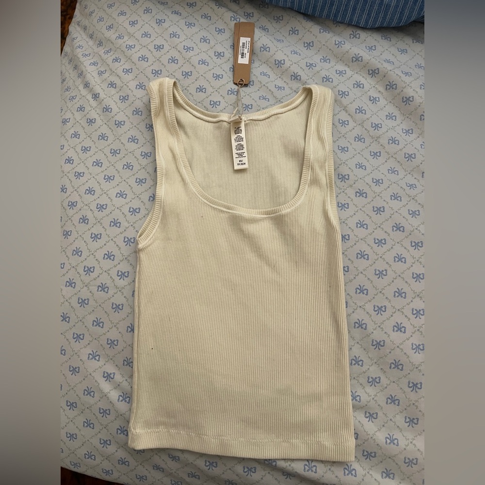 Cream Ribbed Tank Top